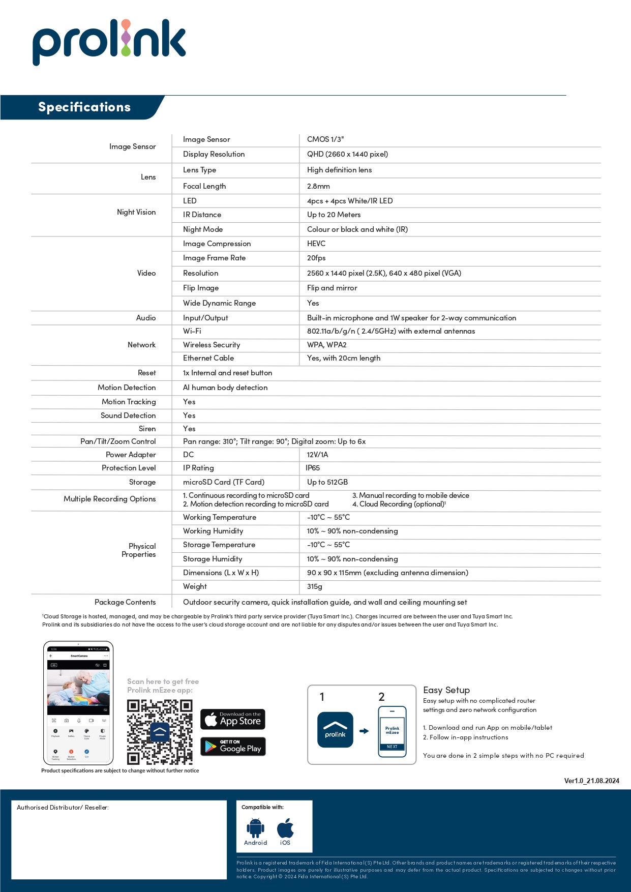 Prolink DS3103 4MP dualband Ai Outdoor Security Camera with LAN port