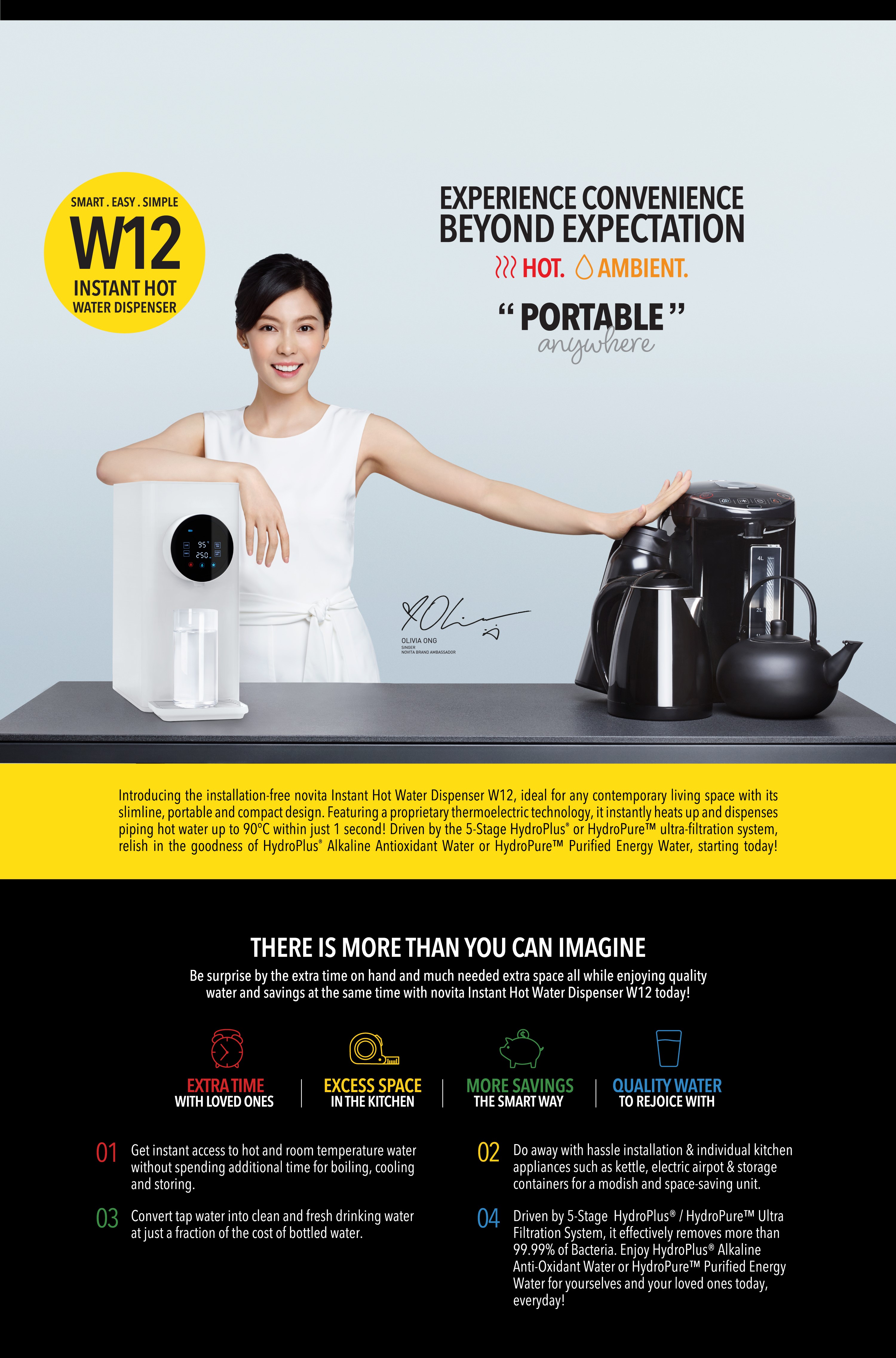 novita Instant Hot Water Dispenser W12 Water Purifier (5 Steps