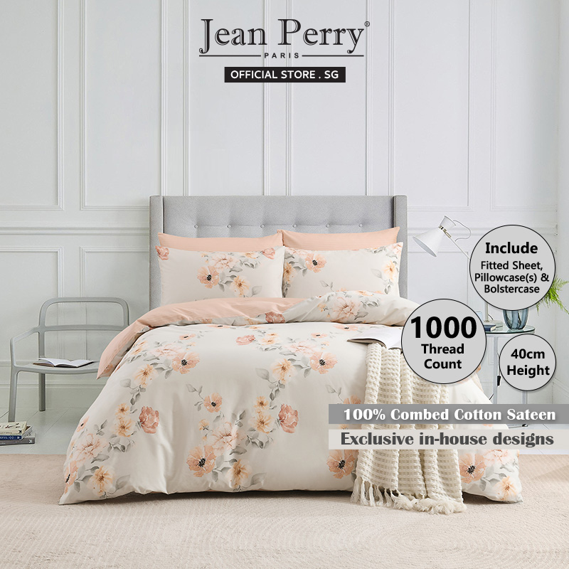 Jean Perry Luxury Hotel 1000TC Cotton Bedsheet Set I Fitted Sheet I ...