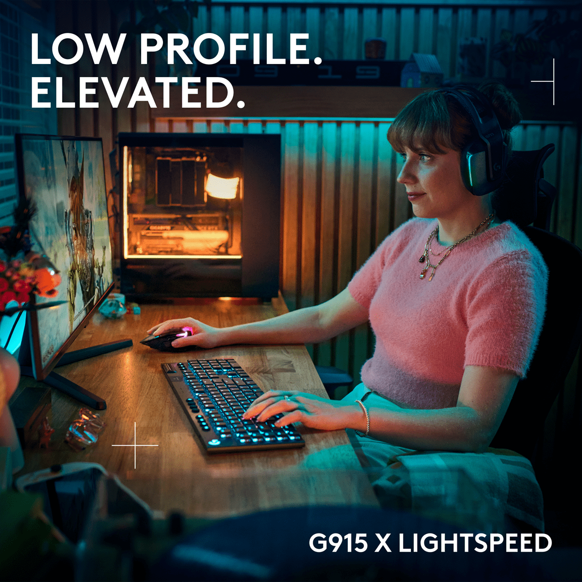 Logitech G915 X Lightspeed Bluetooth Wireless Low Profile RGB Keyboard ...