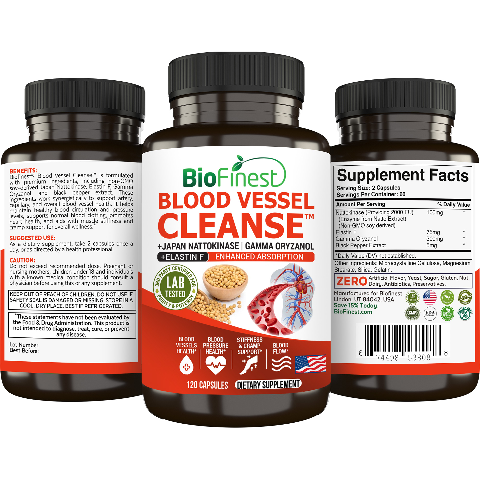 Biofinest Blood Vessel Cleanse Nattokinase - Clean Flexible Vessels ...