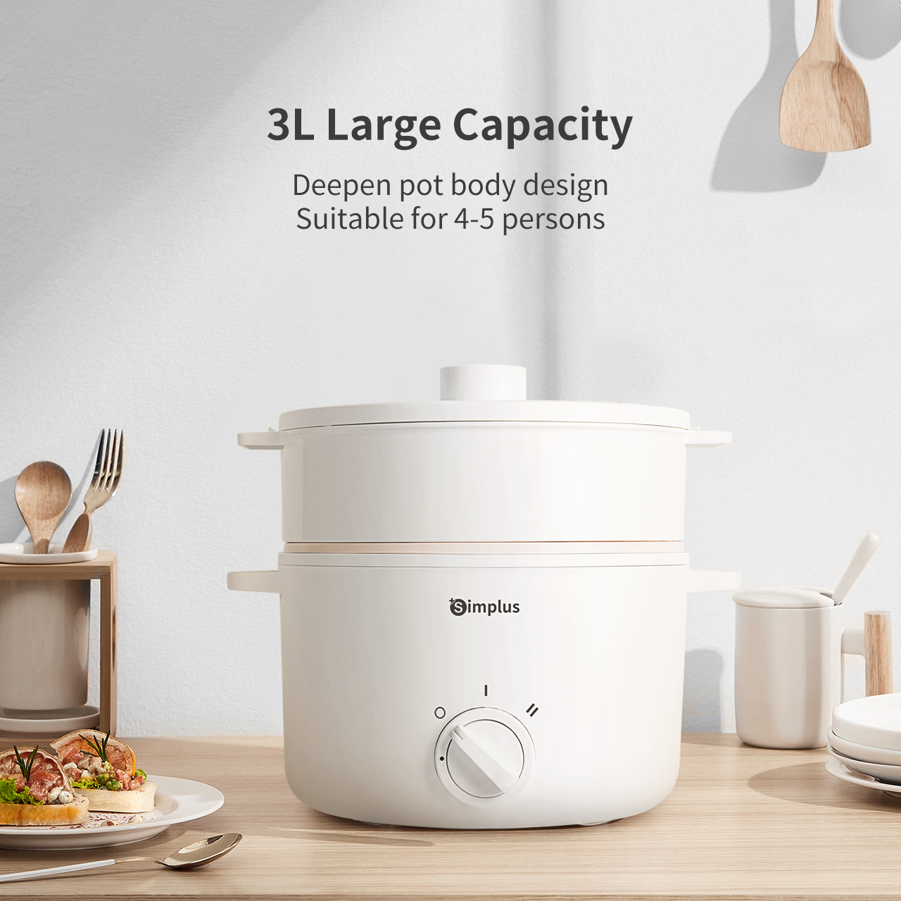 Simplus Kit 1.5L /3L Electric Cooker丨1000W High Power丨Ceramic Glaze ...