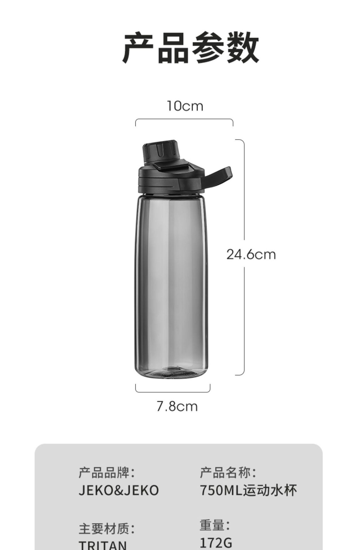 Sports Water Bottle with Leak Proof Flip Top Lid BPA Free Carry Cap ...