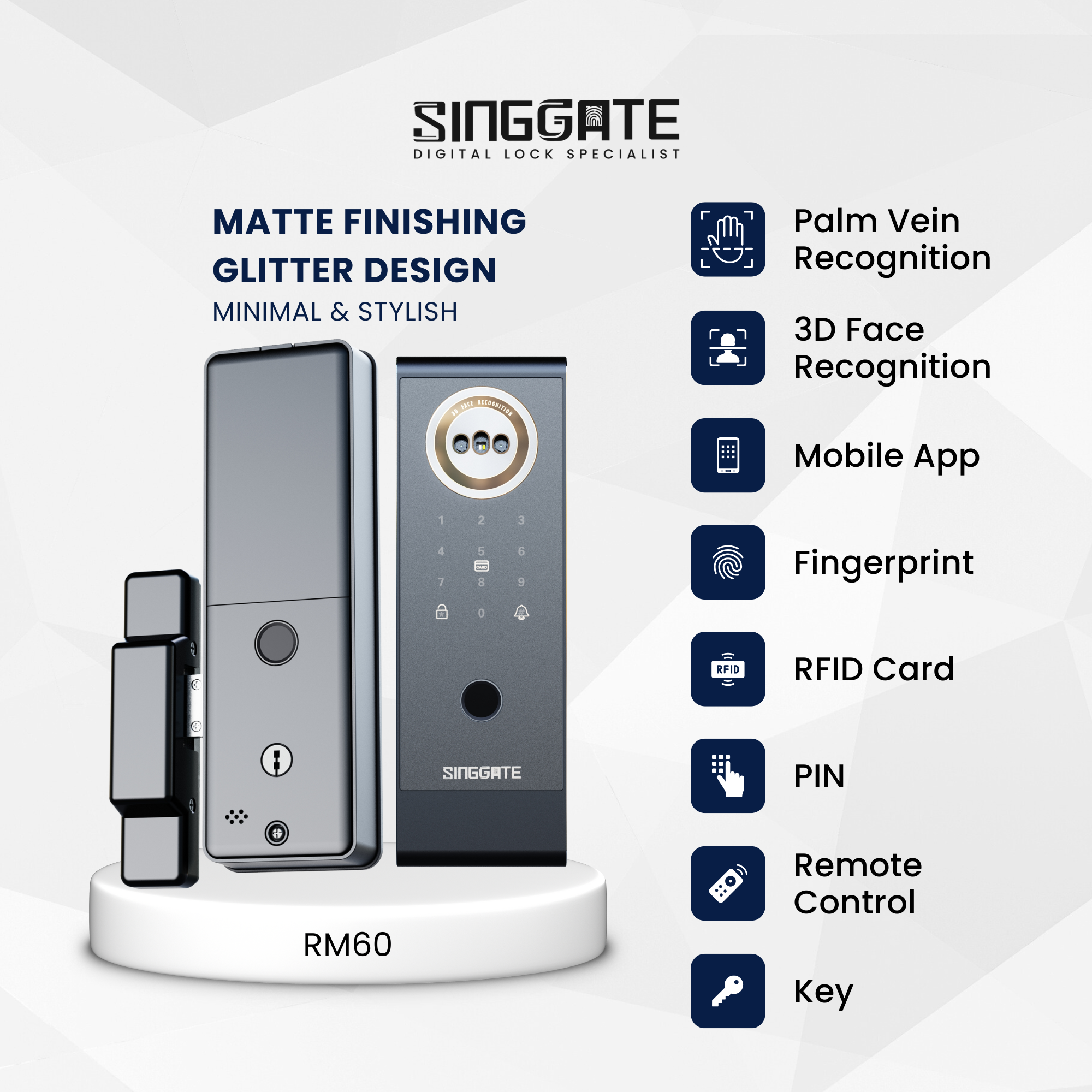 【SG60 Edition】FREE Installation | Singgate【RM60】Metal Gate Digital Rim ...