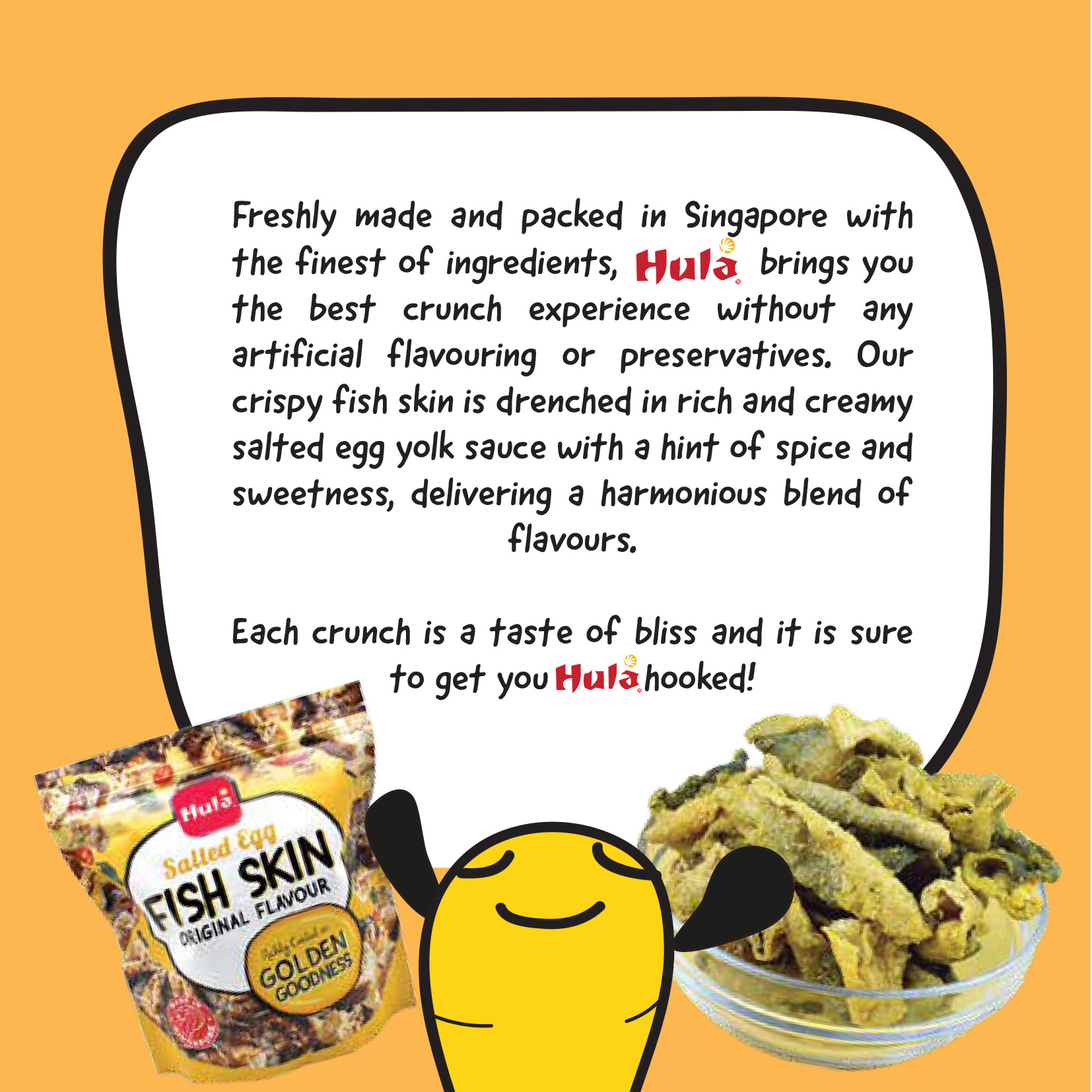 [Bundle of 6] Hula Salted Egg Fish Skin 100g (Original / Spicy ...