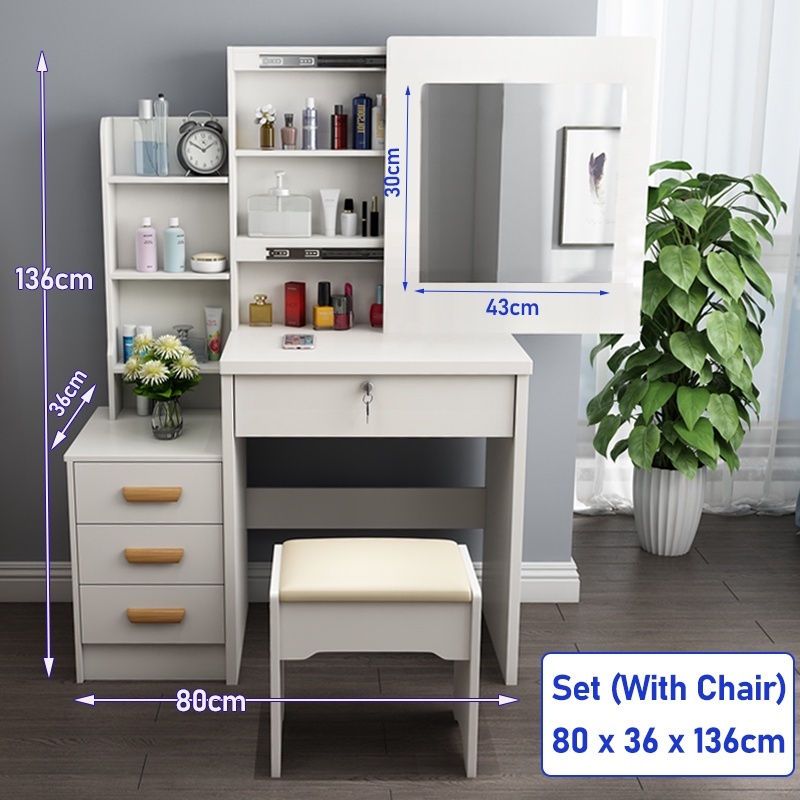 LED Dressing Table Bedroom Nordic Dressing Table Locker One-piece ...