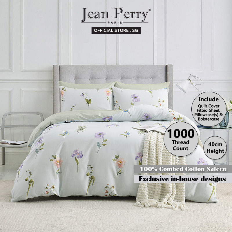 Jean Perry Luxury Hotel 1000TC Cotton Quilt Cover Set I Fitted Sheet I ...