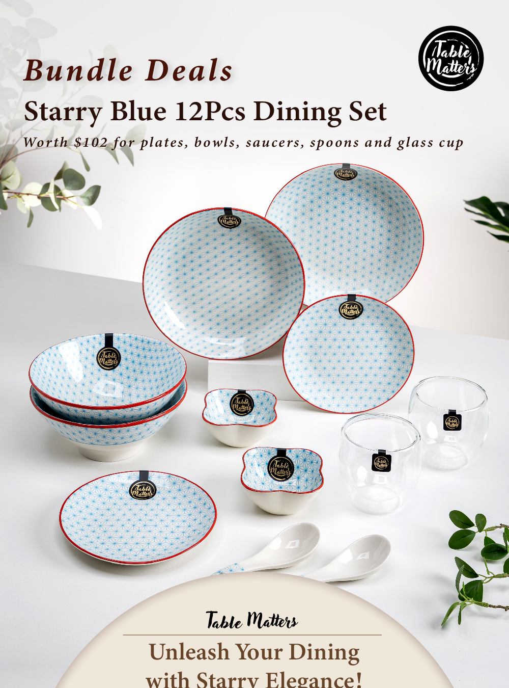 Table Matters - Starry Blue 12PCS Dining Set -Worth SGD 105 [ Plate ...