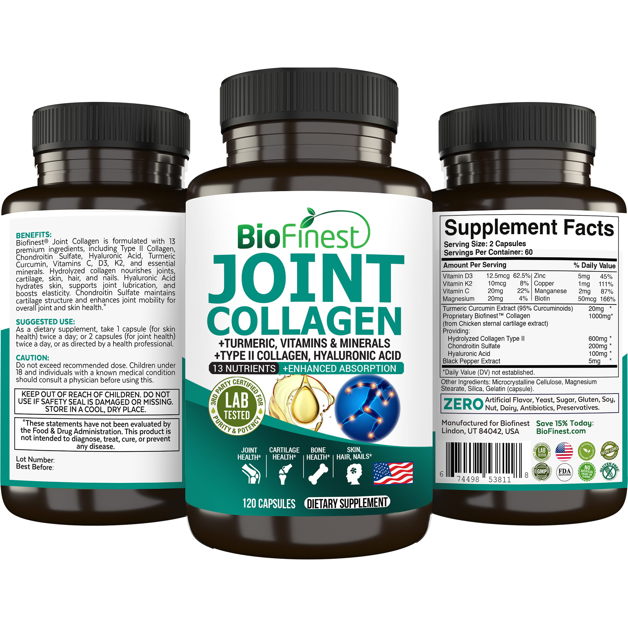 Biofinest Joint Collagen Type 2 Supplement Chondroitin Hyaluronic Acid ...