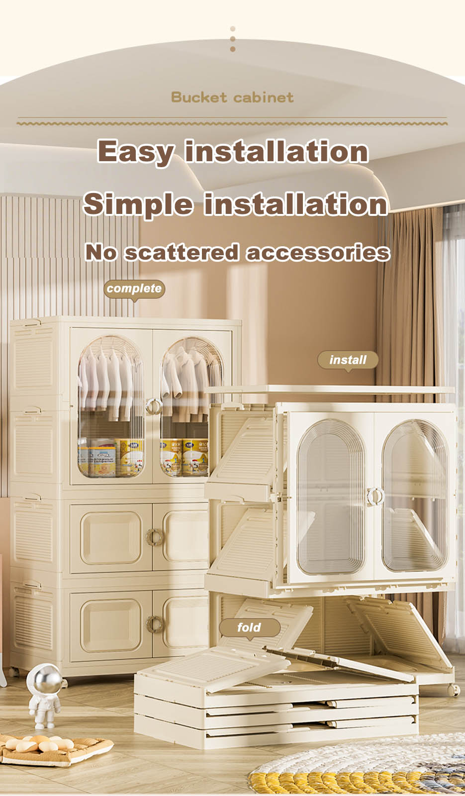 YOUNEED 80CM Foldable Wardrobe Cabinet Stackable Storage Drawer Chest ...