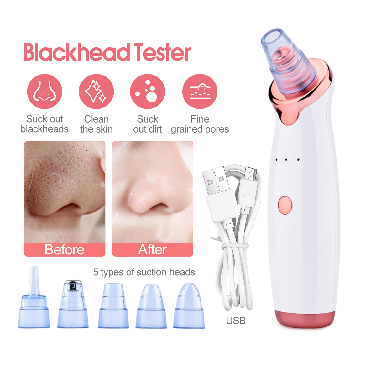 Electric Blackhead Remover LCD vacuum 祛白頭/黑頭 Facial Skin Care Whitehead ...