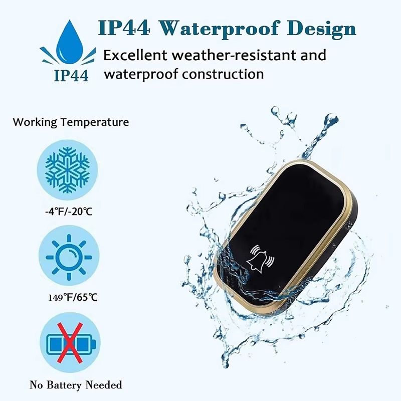 Digital Wireless Doorbell Smart Self-powered Waterproof Smart Door Bell ...