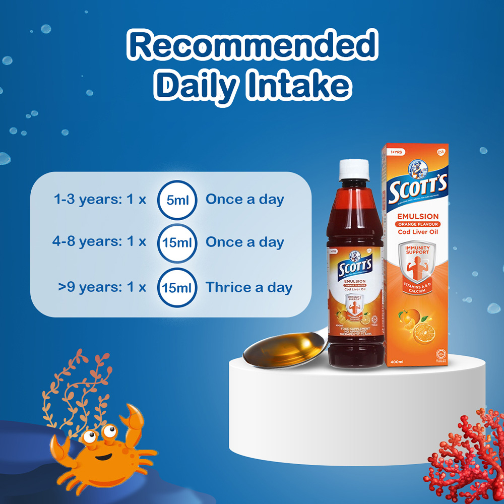 [6 Pack] SCOTT'S Emulsion Cod Liver Oil with Vitamin A, D & Calcium for ...