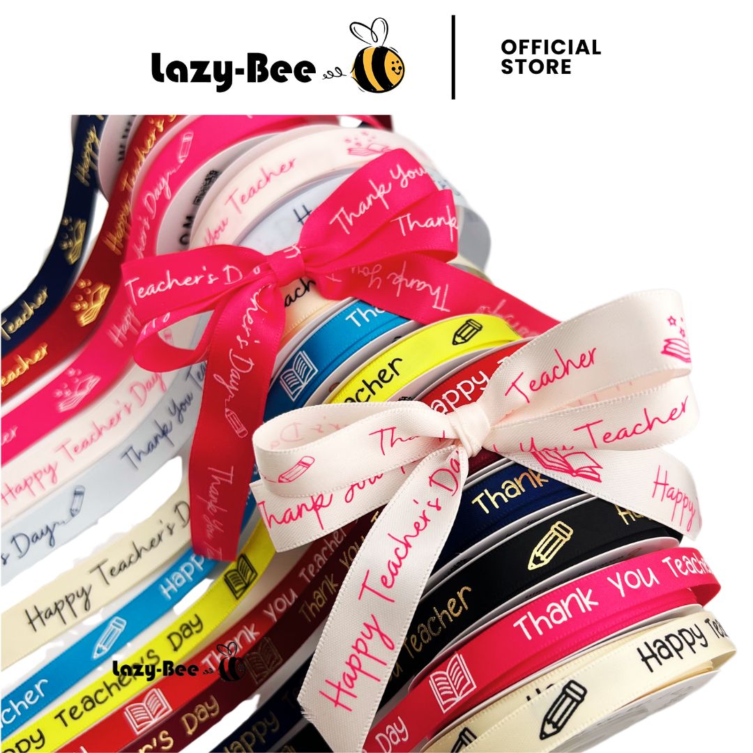 LAZY BEE Happy Teacher's Day Ribbons Thank You Teacher Premium Double ...