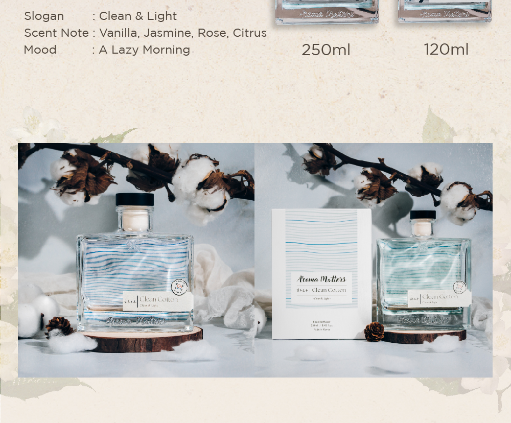 Aroma Matters Clean Cotton Reed Diffuser Made In Korea 120ml and 250ml ...