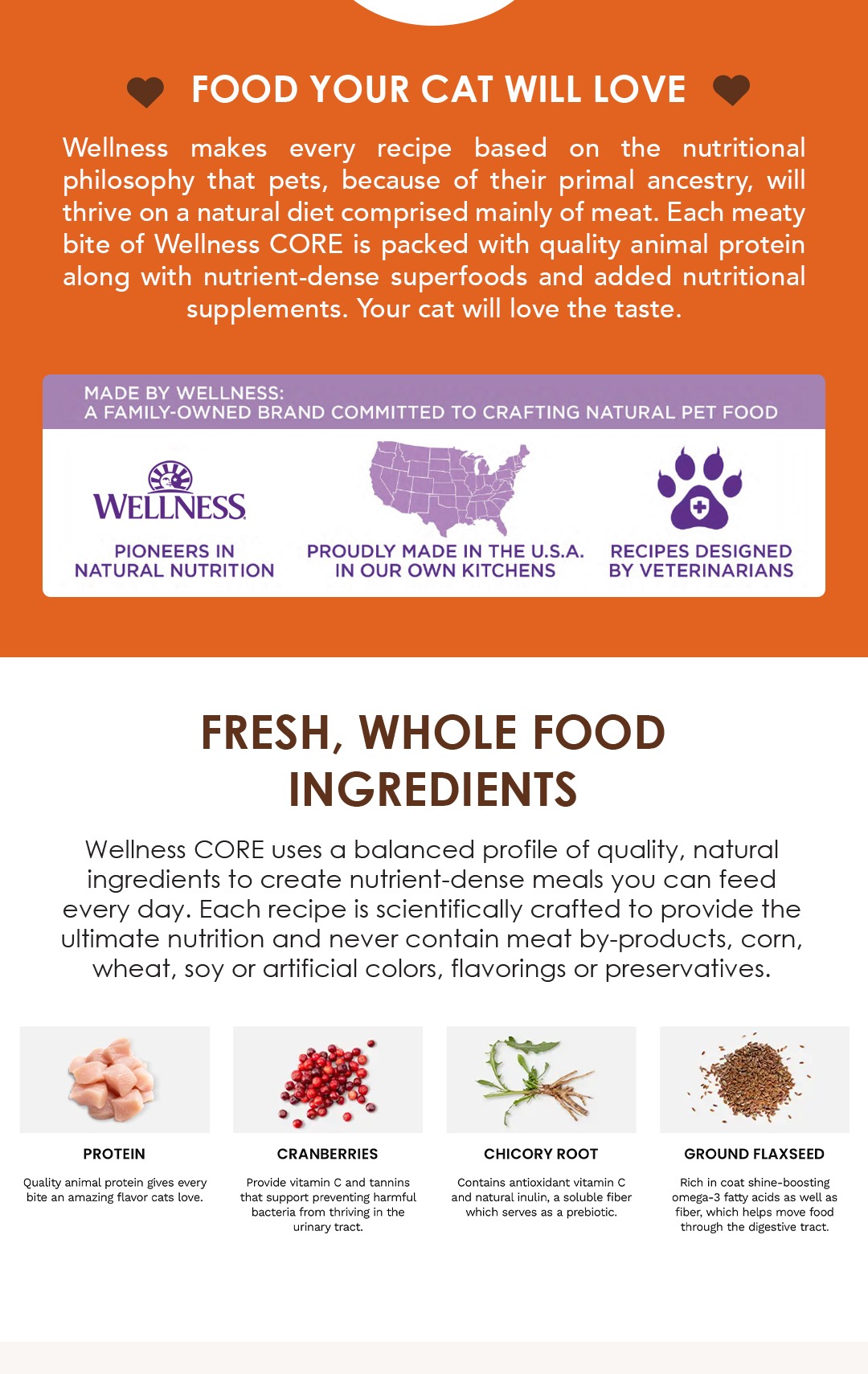Grain Free Kibble Nutrition Reference: Wellness Core Dry Cat Food Grain Free High Protein Nutrition