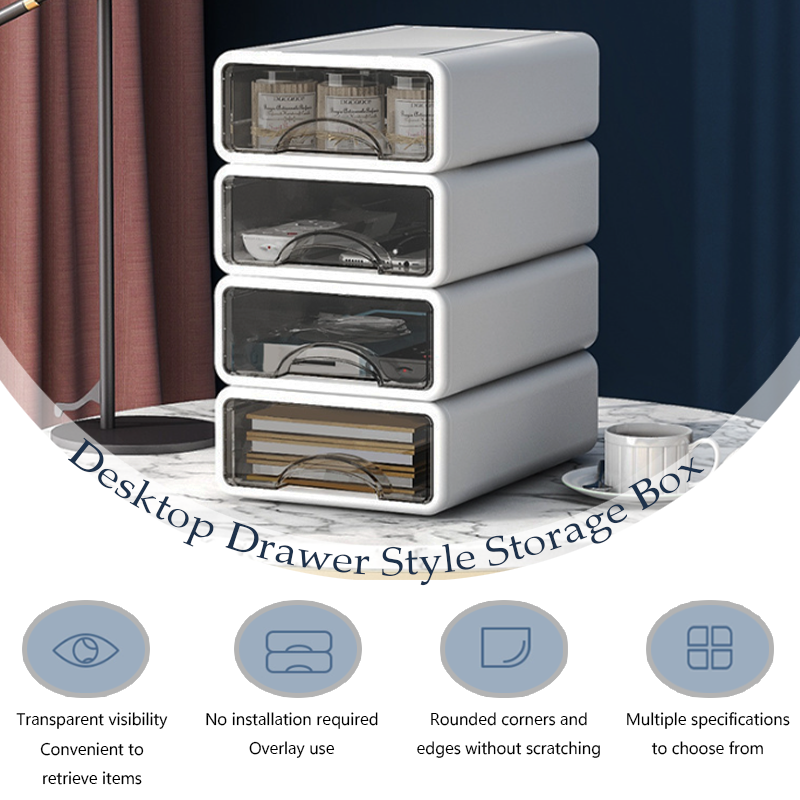 Desktop Storage Box Easy Assembly Desktop Drawer Boxes Stackable ...