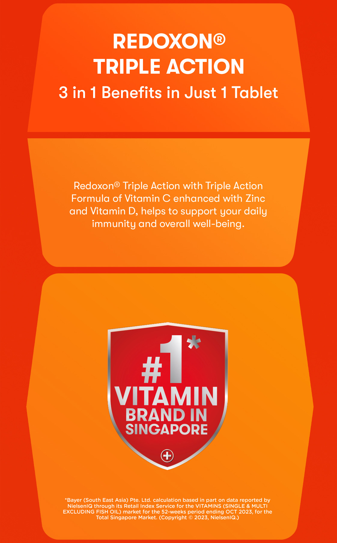 Redoxon Triple Action Film Coated Tablet with Buffered Vitamin C, D and ...