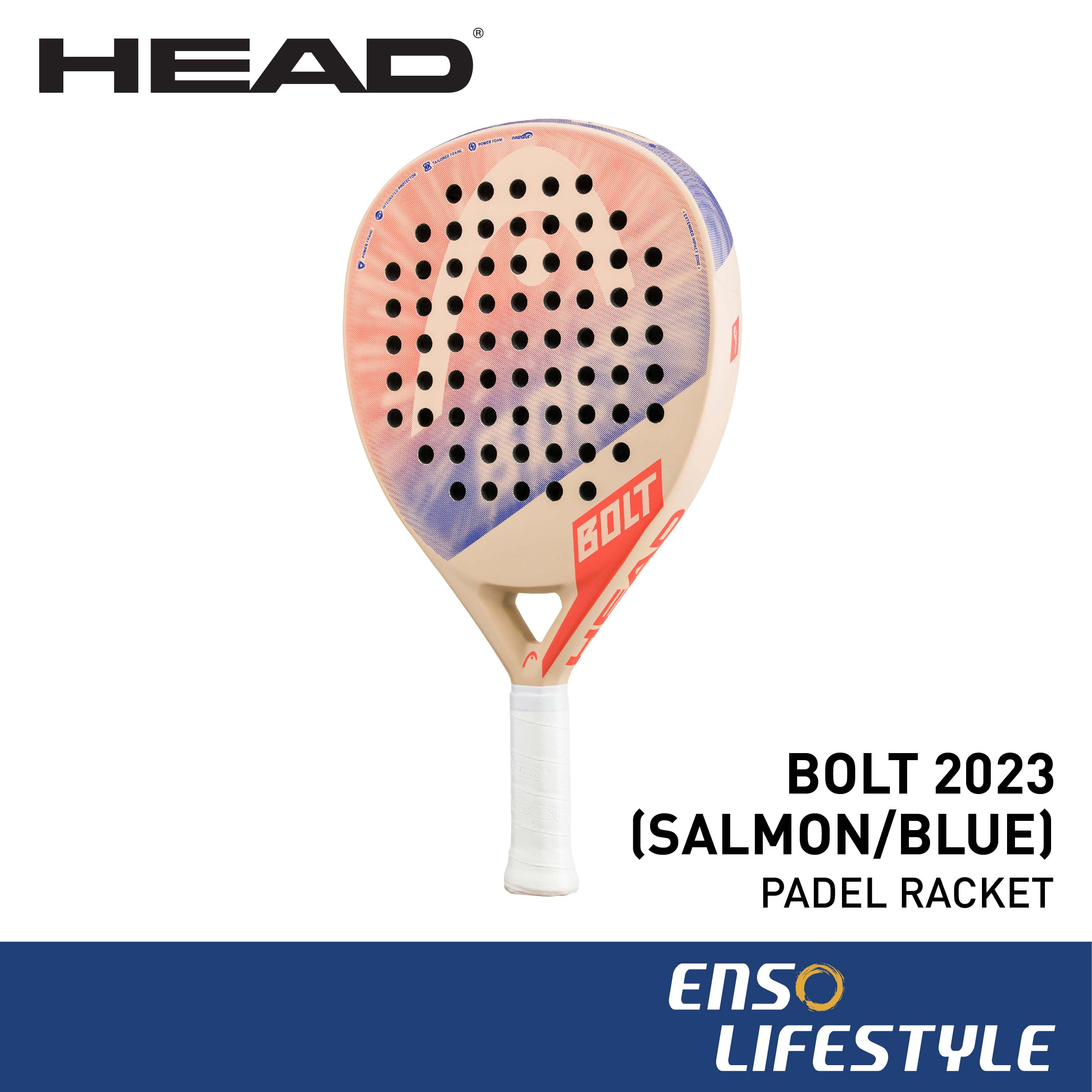 HEAD Padel Racket - Bolt 2023 (Salmon/Blue) | Shopee Singapore