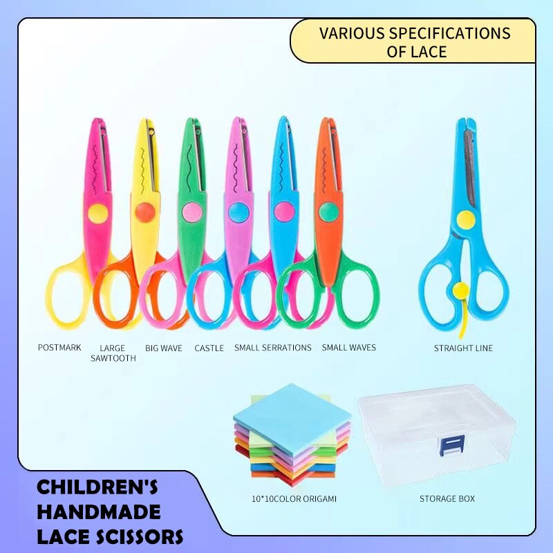 🌈 Local Ship🌈Children's DIY Lace Scissors Wave Pattern Safety Scissors ...