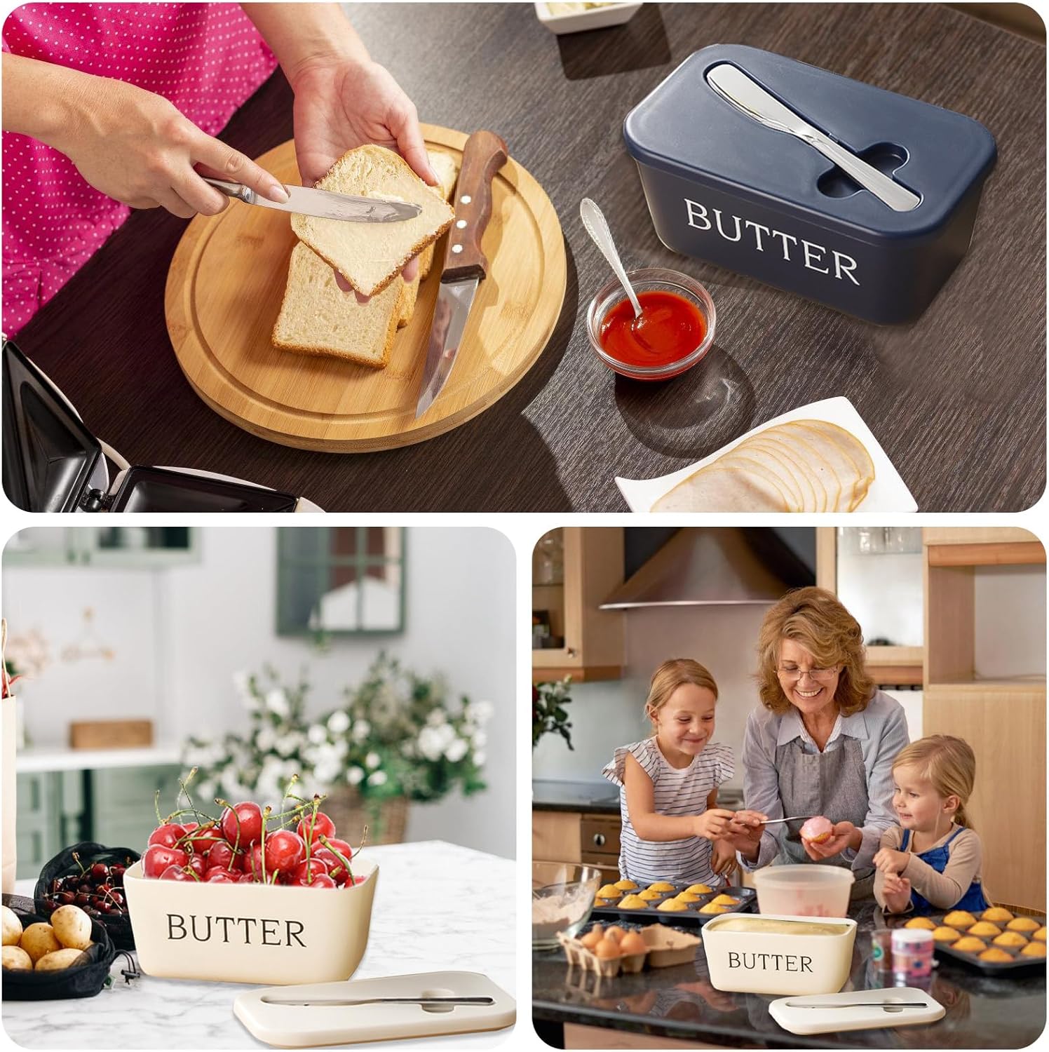 【SG】Butter Container with Lid Butter Storage Box with Butter Knife for ...