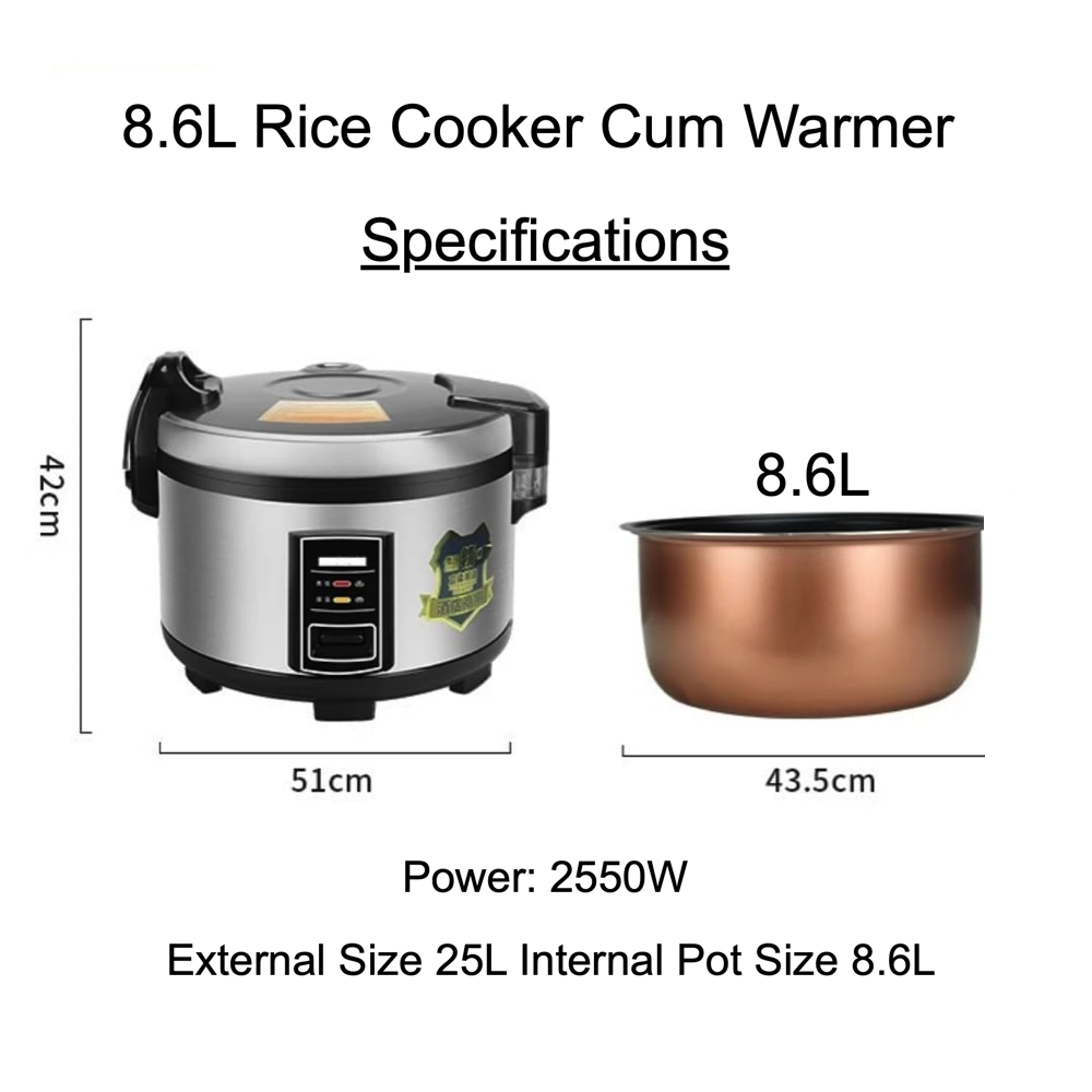 Commercial 2 in 1 Rice Cooker With Warmer | Two Sizes | ( 4.0L / 8.6L ...