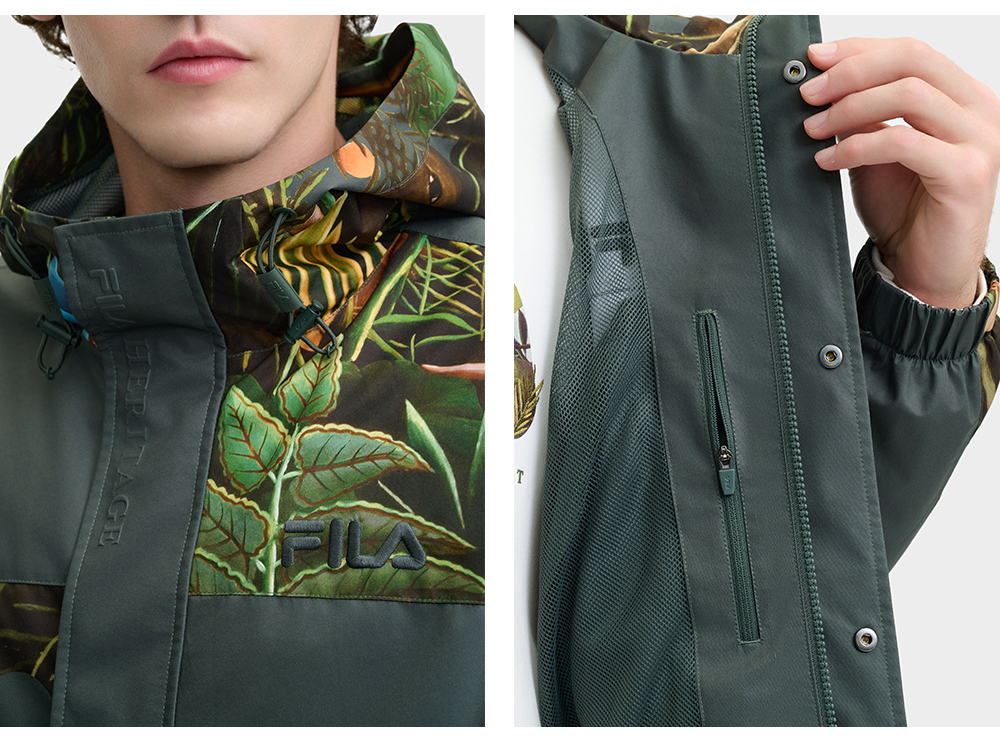 FILA CORE LIFESTYLE HERITAGE DREAM JUNGLE Men Woven Jacket (Full Print ...