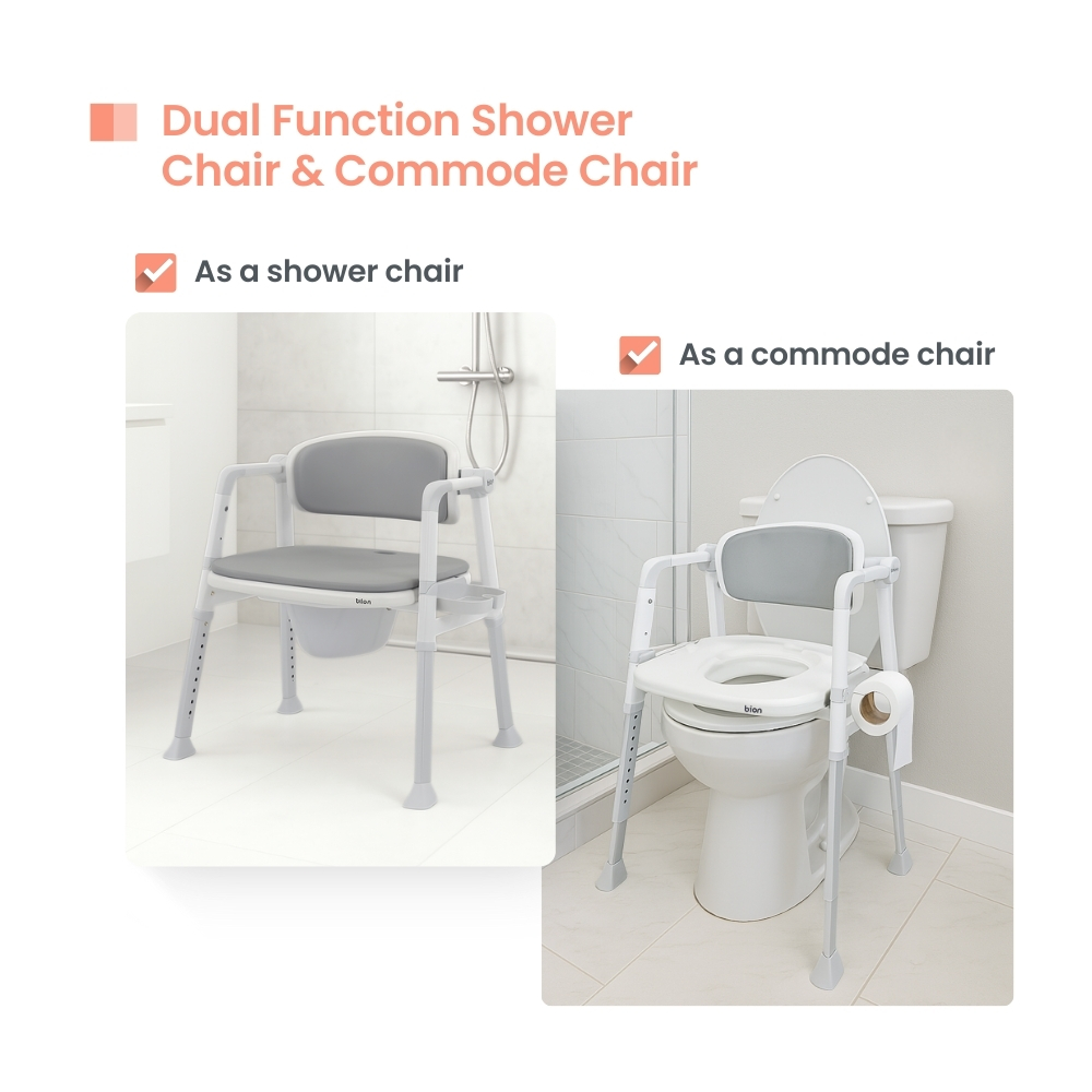 Bion 2-in-1 Shower Commode Chair | Max.136kg Alum Frame Height ...