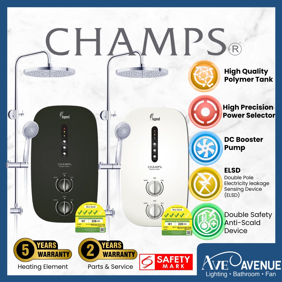 [Installation Available] Champs Legend Instant Water Heater With Rain ...