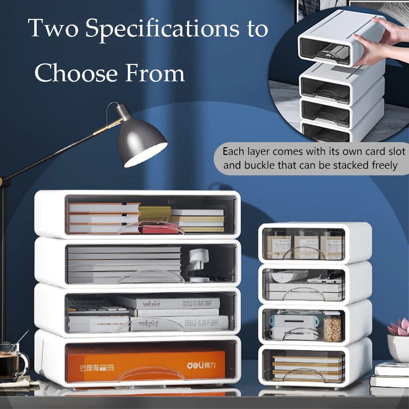 Desktop Storage Box Easy Assembly Desktop Drawer Boxes Stackable ...