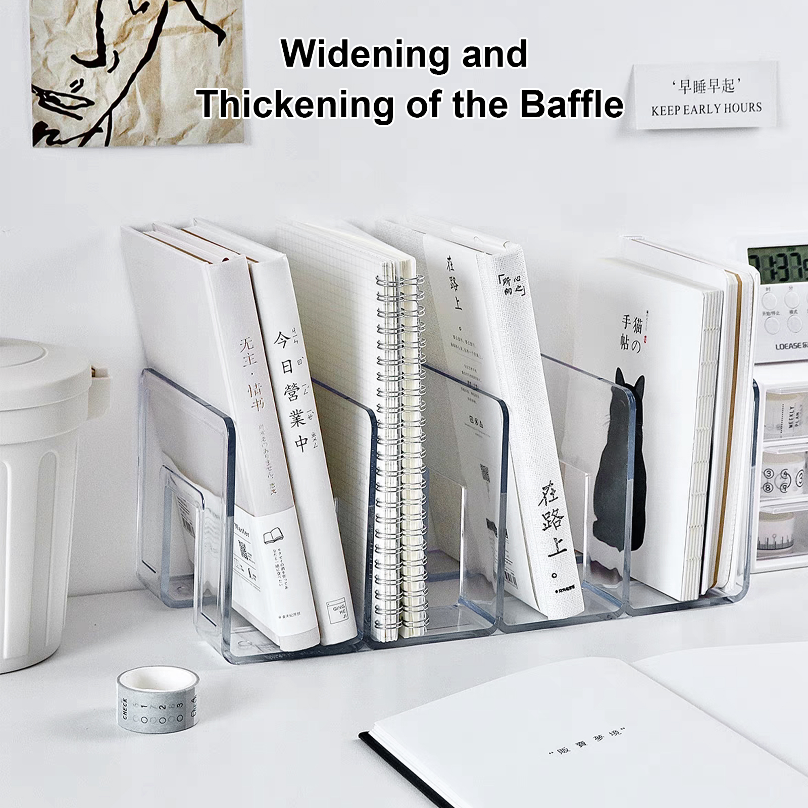 【SG】Book Stand Acrylic Bookend Divided Desktop Book Organizer Storage ...