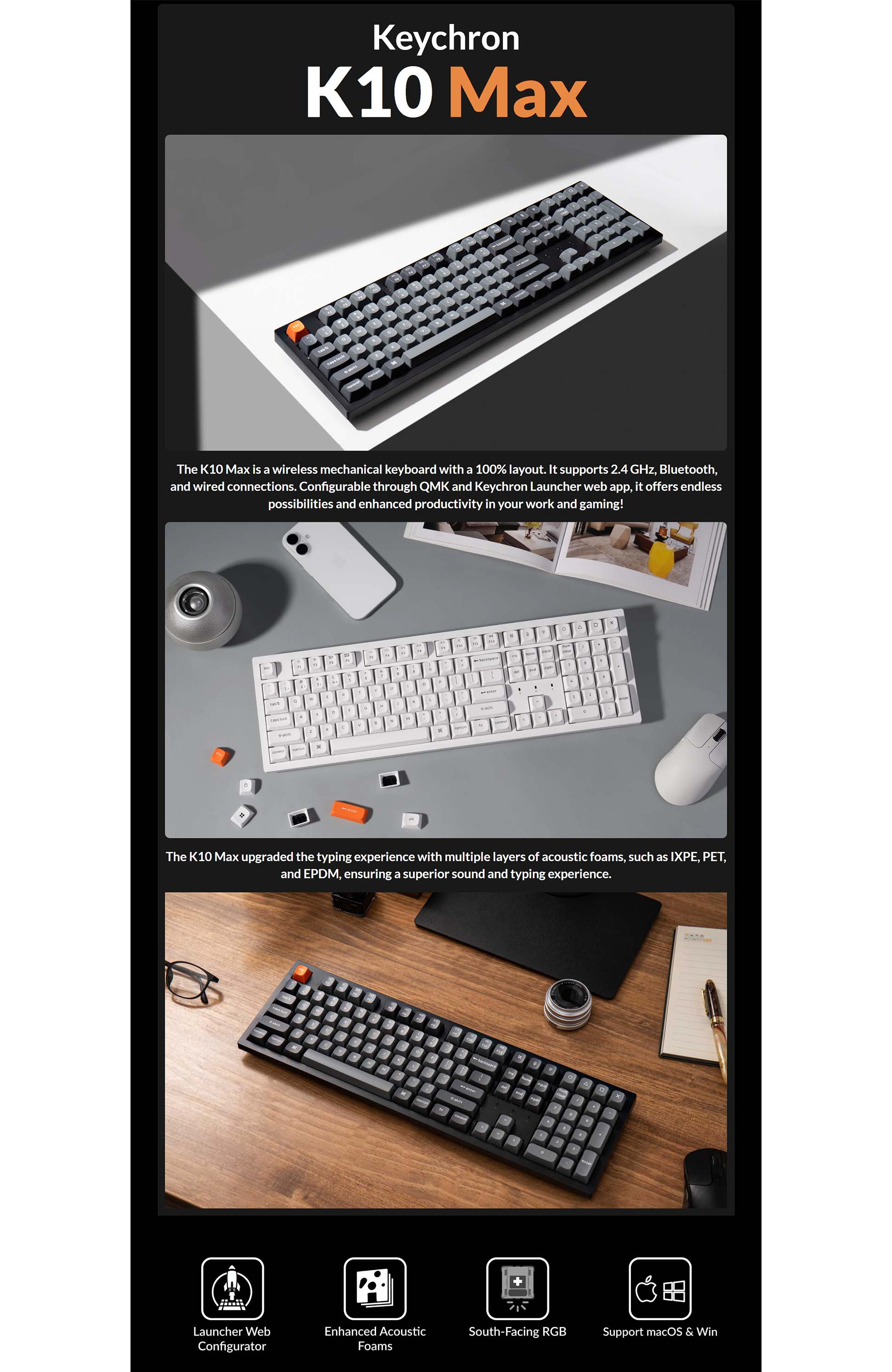 Keychron K10 Max Wireless Mechanical Keyboard | Shopee Singapore