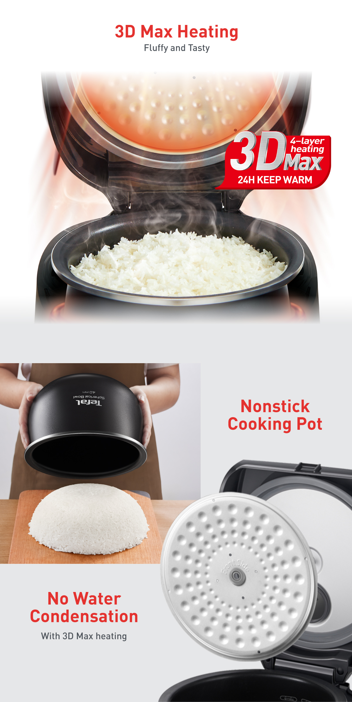 Tefal Easy Rice Max Rice Cooker 1.8L RK7378 – 4mm spherical pot, 11 ...