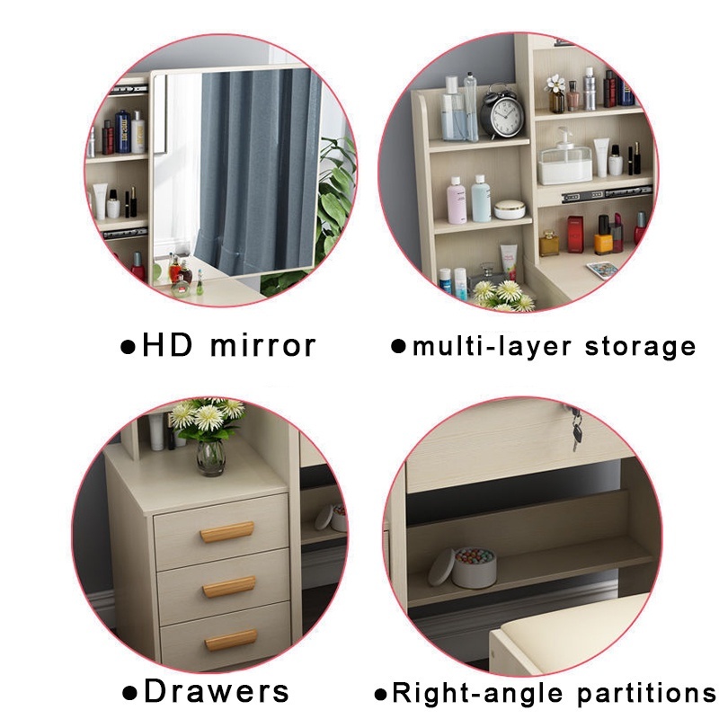 LED Dressing Table Bedroom Nordic Dressing Table Locker One-piece ...