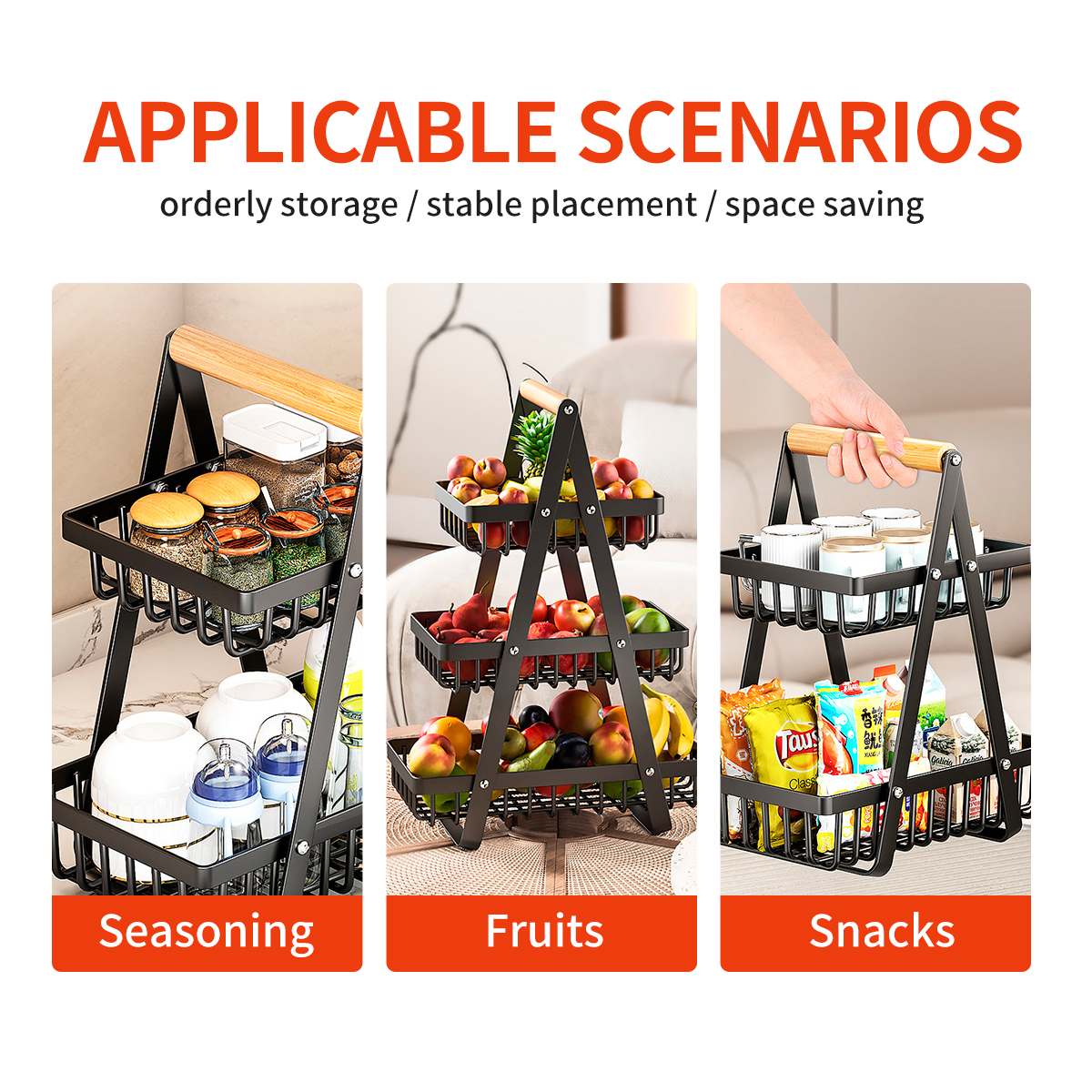 (SG) 3 Tier Onion Rack Fruit Basket Rak Bawang Bertingkat Vegetable ...