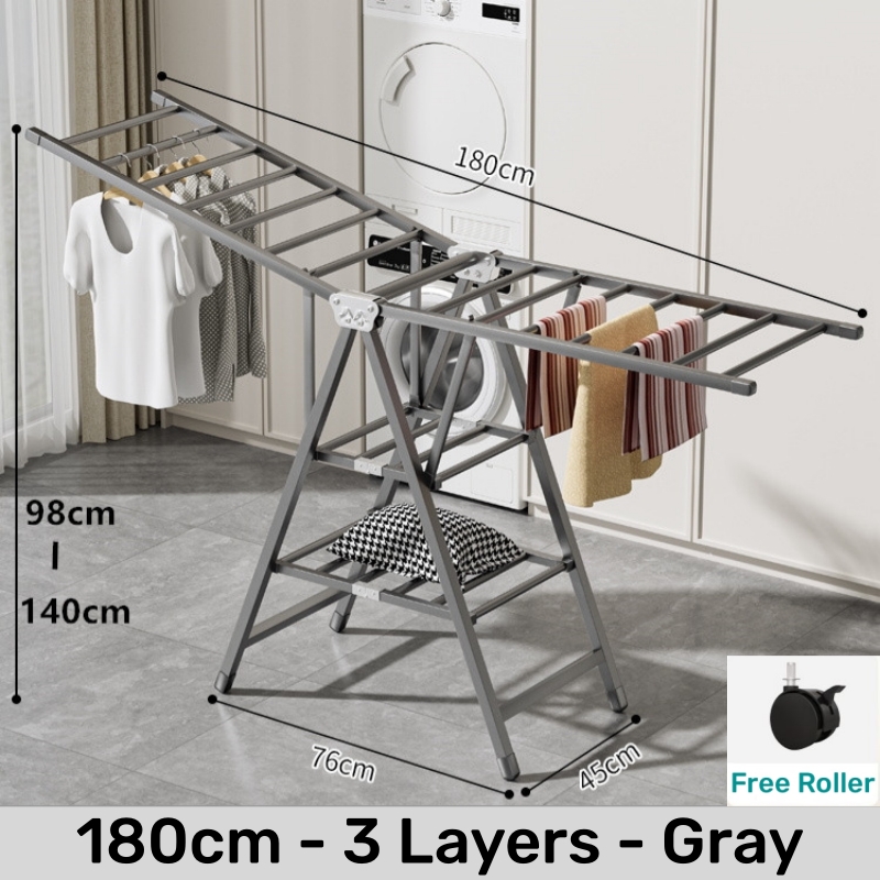  SG Stock Foldable Clothes Drying Rack Multifunctional Laundry Rack 