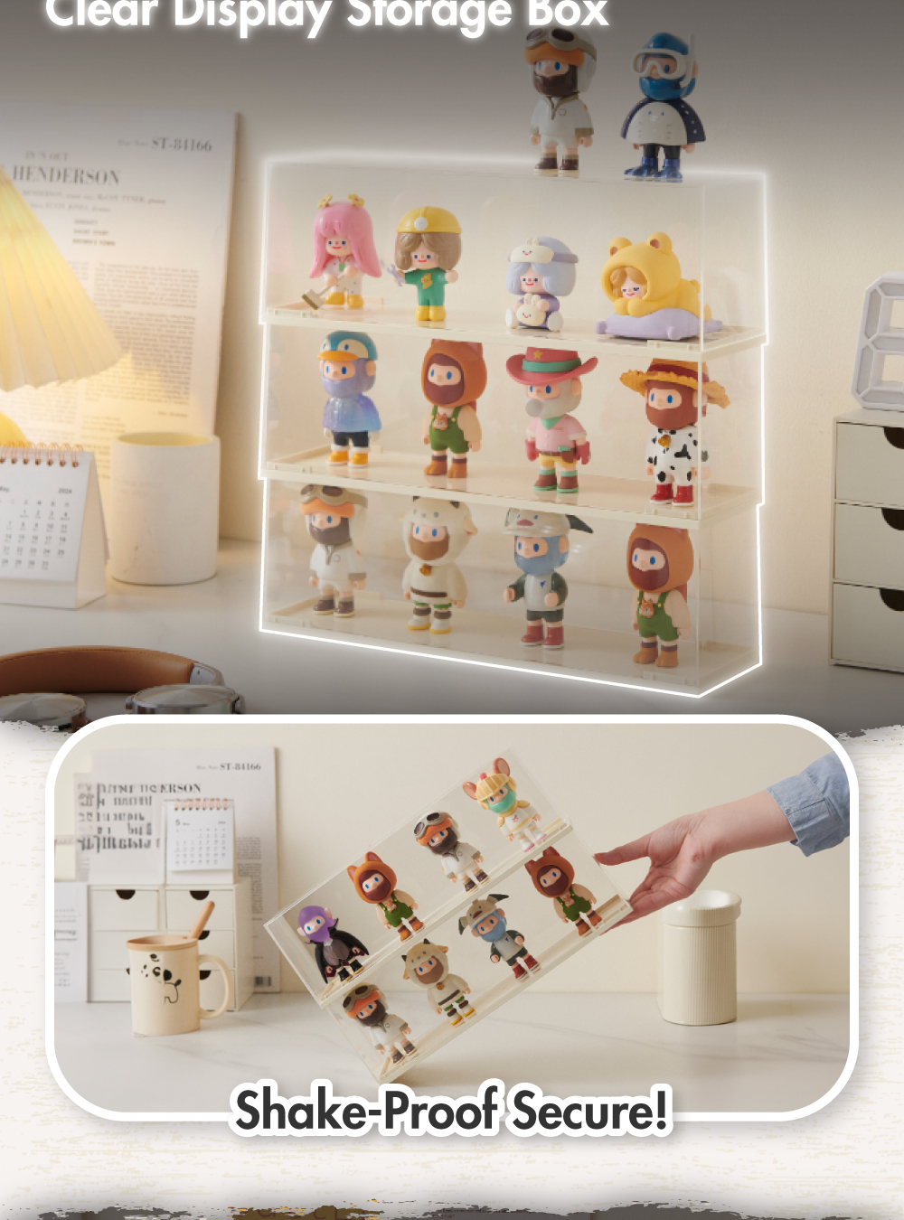 [SET OF 3] HOUZE - POPBOX Acrylic Popmart Clear Display Storage Box - 8 ...