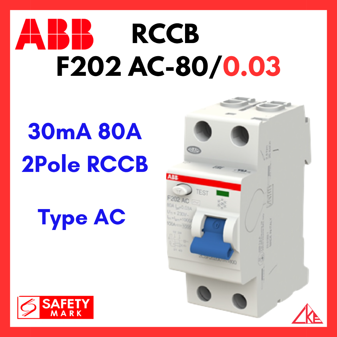ABB RCCB F202 AC-80/0.03 (30mA 80A 2Pole RCCB) | Shopee Singapore
