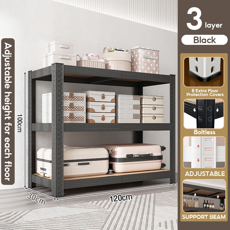 Metal Rack Storage Shelf Adjustable Rack Boltless Shelf Shelving Living ...