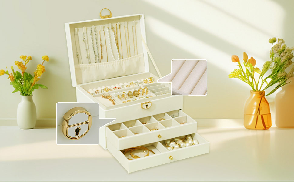 【4 colors】Jewellery Box Jewellery Organiser Lockable & Organizers ...