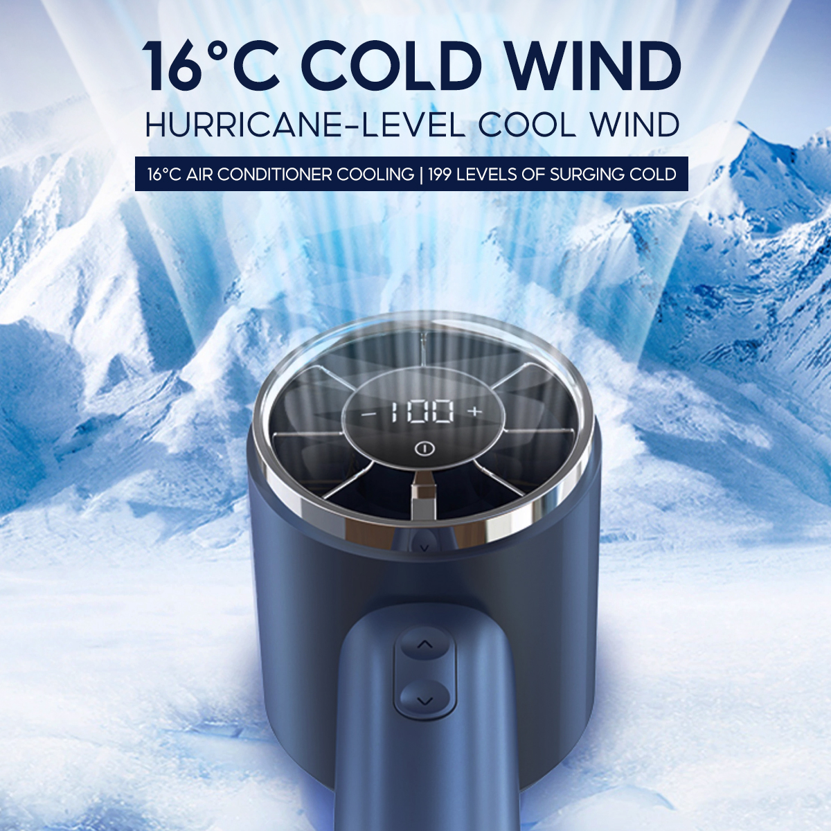Handheld Fan Strong Wind 199-Speed | 5000mAh Rechargeable | LED Display ...