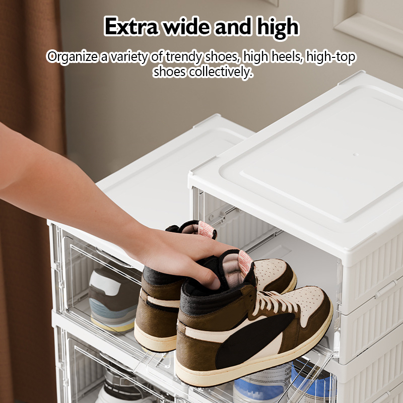 【SG STOCK】Folding shoe box Organiser Storage BoX Free installation ...