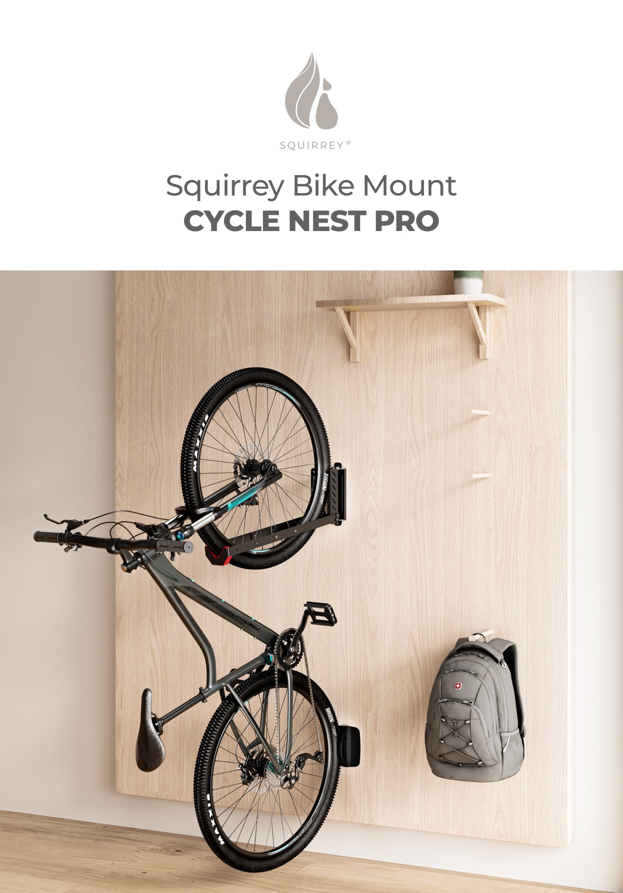 Squirrey CycleNest Pro On Wall Bike Mount Hanger Foldable 35kg Rack Accessories Indoor Shopee Singapore