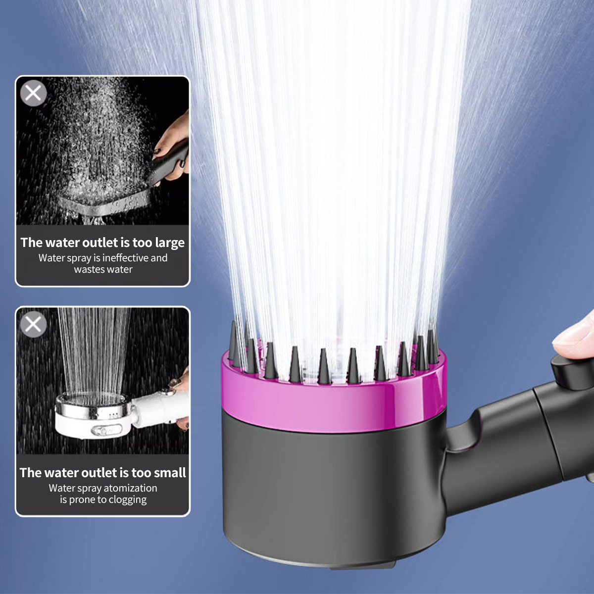 SG Stock Shower Head 4 Modes High Pressure Water Saving One-Key Stop ...