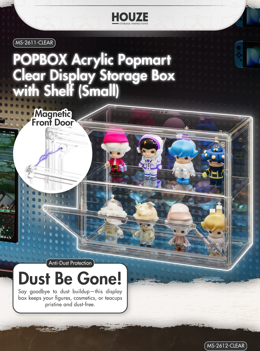 [SET OF 3] HOUZE - POPBOX Acrylic Popmart Clear Display Storage Box - 8 ...