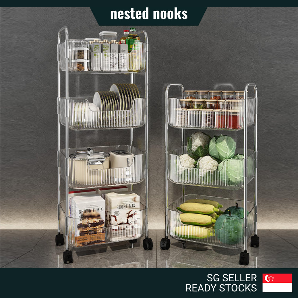 Premium Luxury Transparent Clear Multi Layer Storage Rack Trolley 3 ...