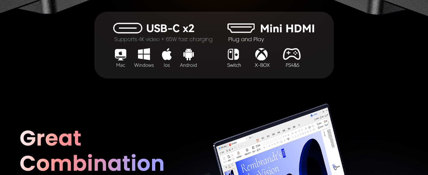 Zoomed-In 15.6/16 inch 2.5K 144Hz Portable Monitor for Laptop External ...