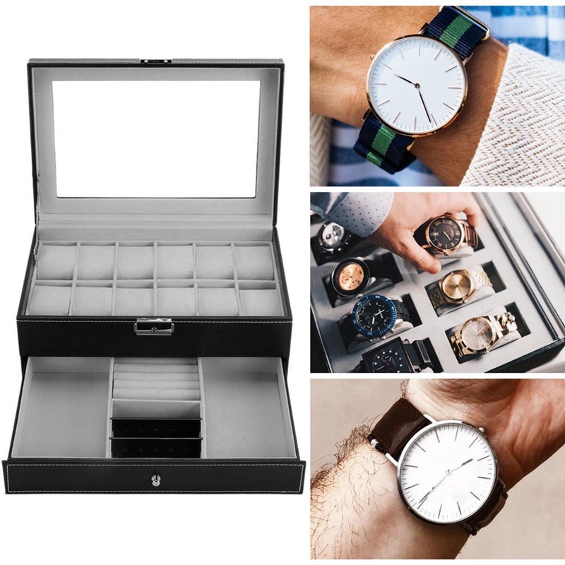 [ SG Stock ] 3/6/12 Slots PVC Watch Storage Box / Watch Display Box ...