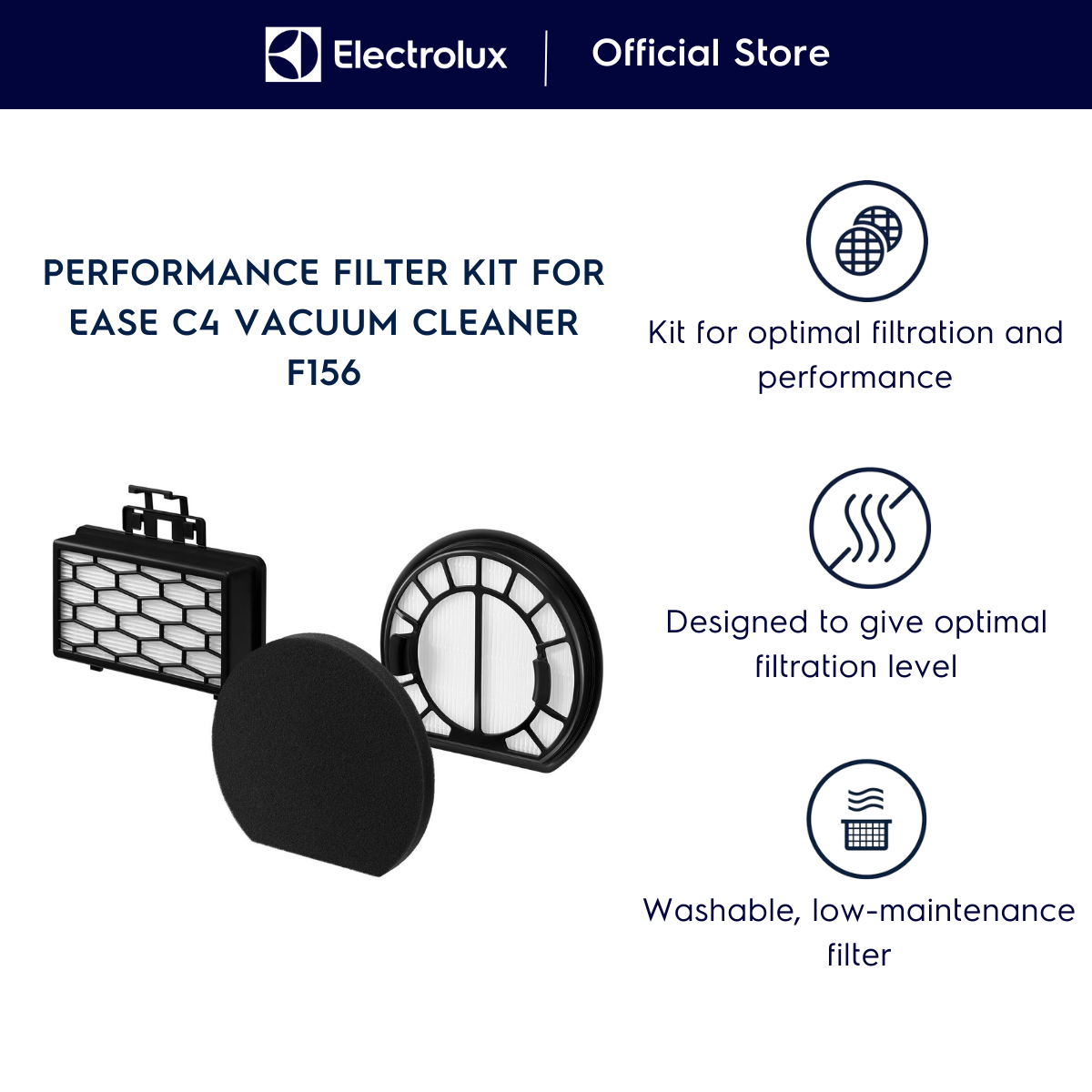 Electrolux F156 Performance Filter Kit For Ease C4 Vacuum Cleaner ...