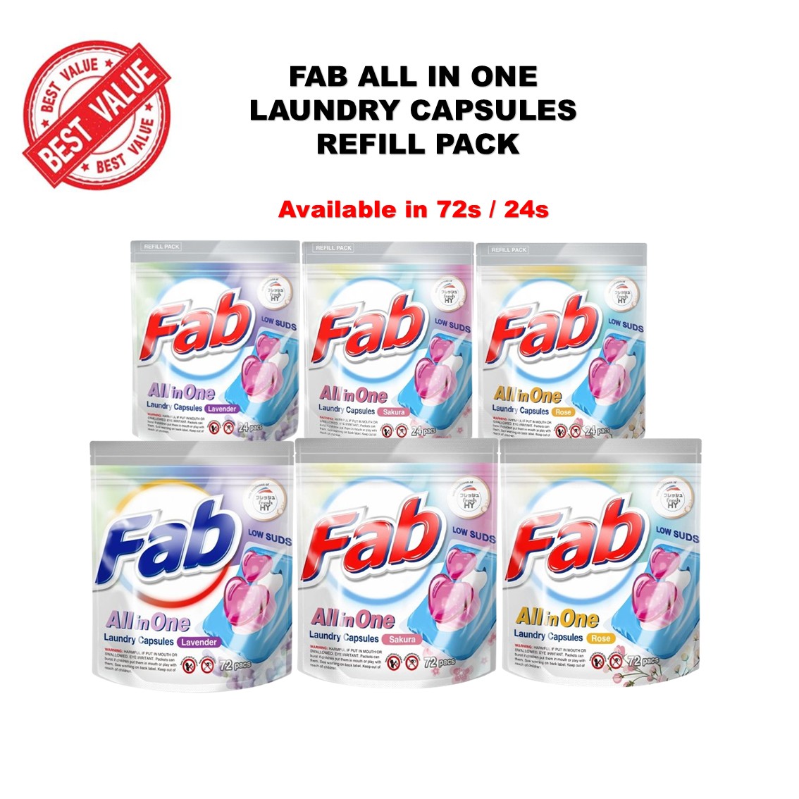 [NEW] Fab All-In-One Laundry Capsules 72 Pods / 24 Pods | Shopee Singapore